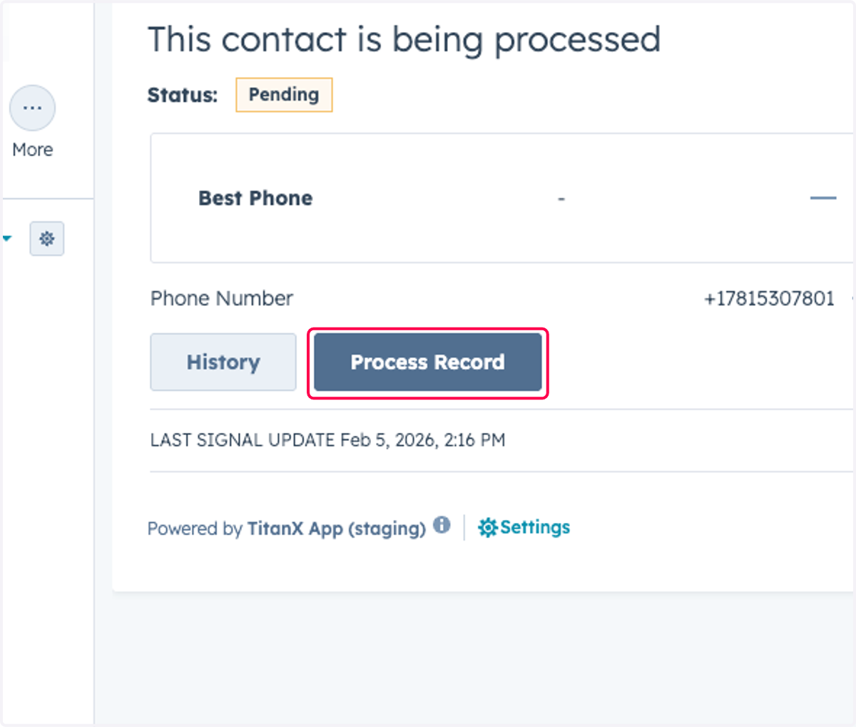 Click on Process Record