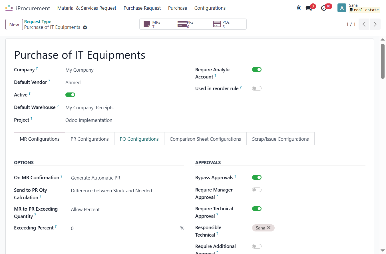 Click on PO Configurations