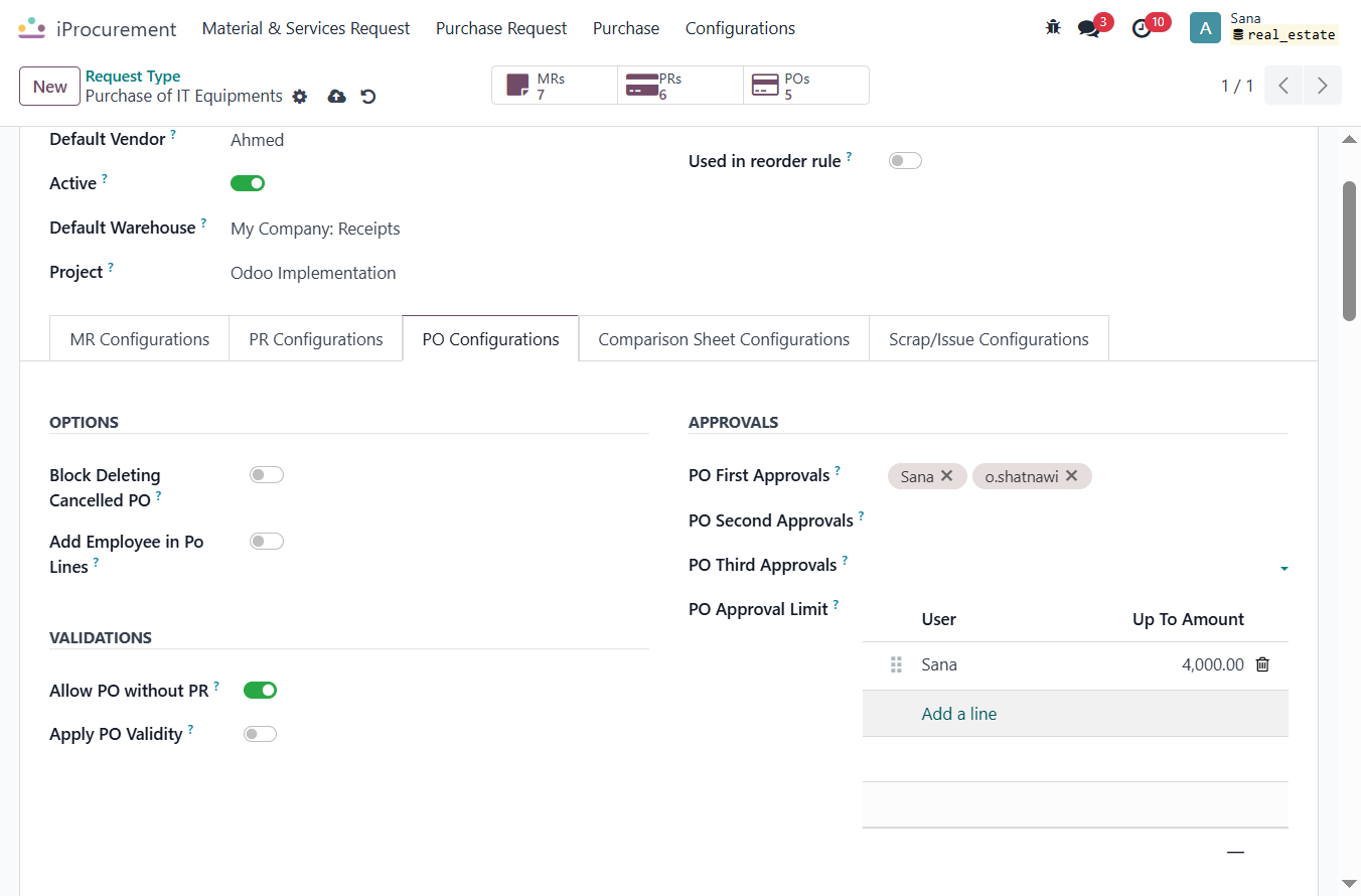 Click on PO Approval Limit. And Select the user for the approval of the Specific amount of Purchase order