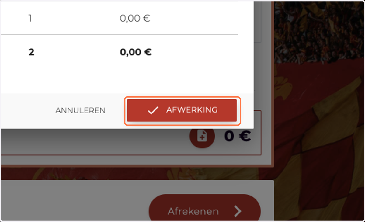 Eens je hier doorklikt op 'Afwerking' is je abonnement is vrijgegeven. In je mailbox zit een ticketje dat je kan bezorgen aan de persoon voor wie het ticket bestemd is.