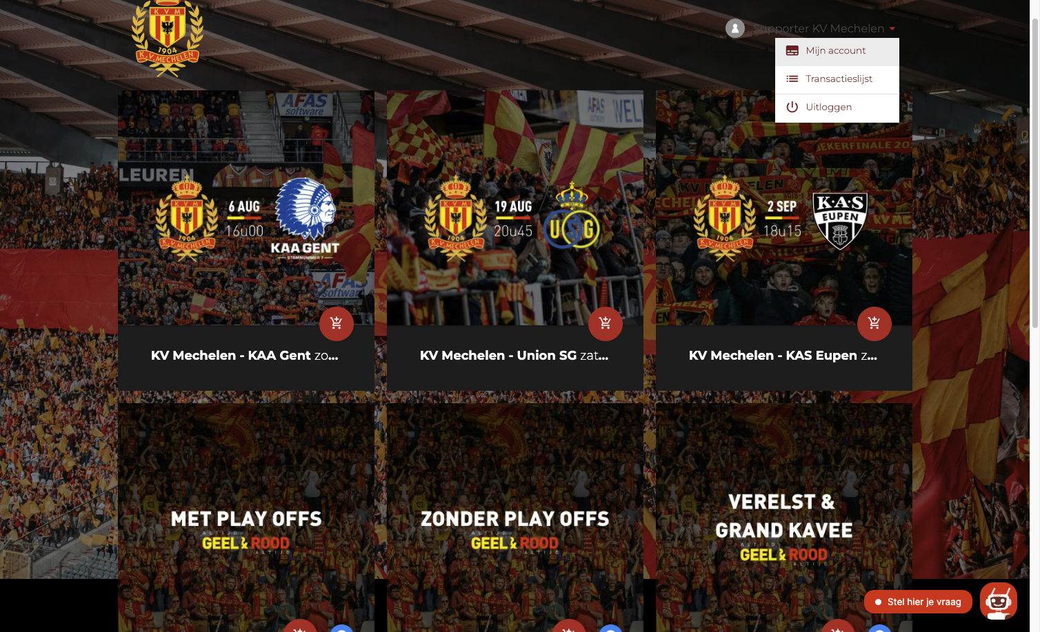 Klik in het menu op 'Mijn Account'