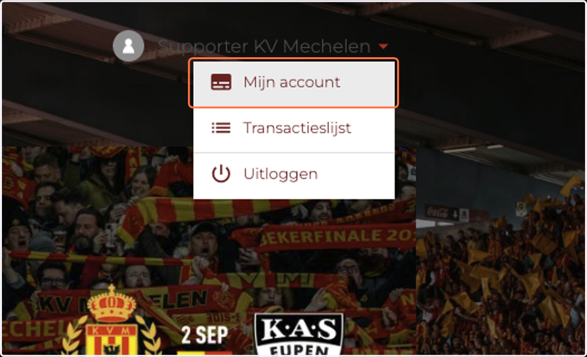 Klik in het menu op 'Mijn Account'