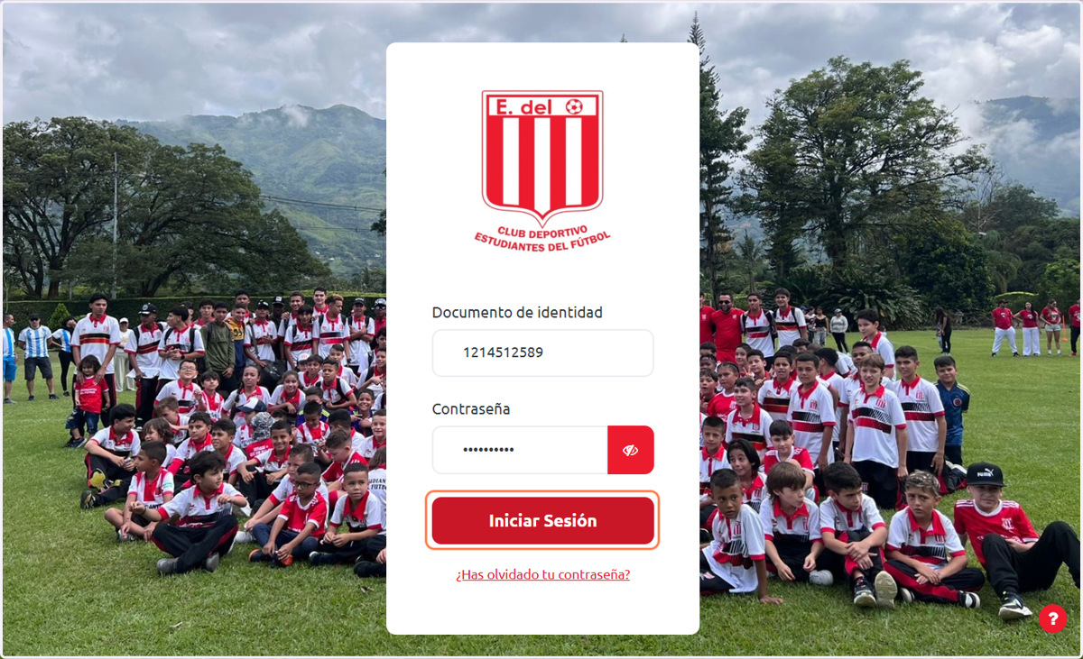 Iniciar sesión para deportistas y padres.