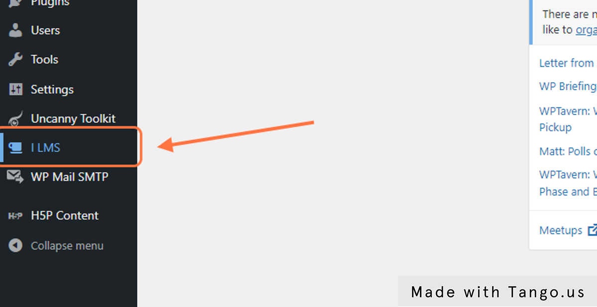 Navigate to I LMS Menu.