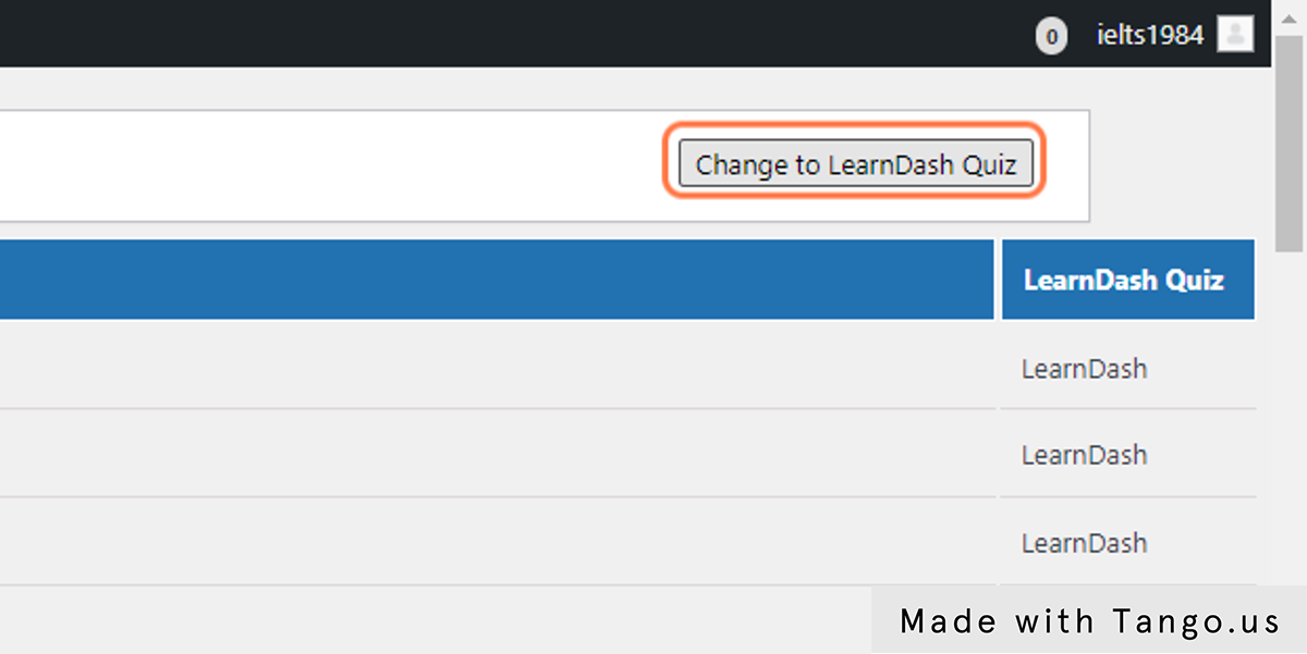 Click on Change to LearnDash Quiz