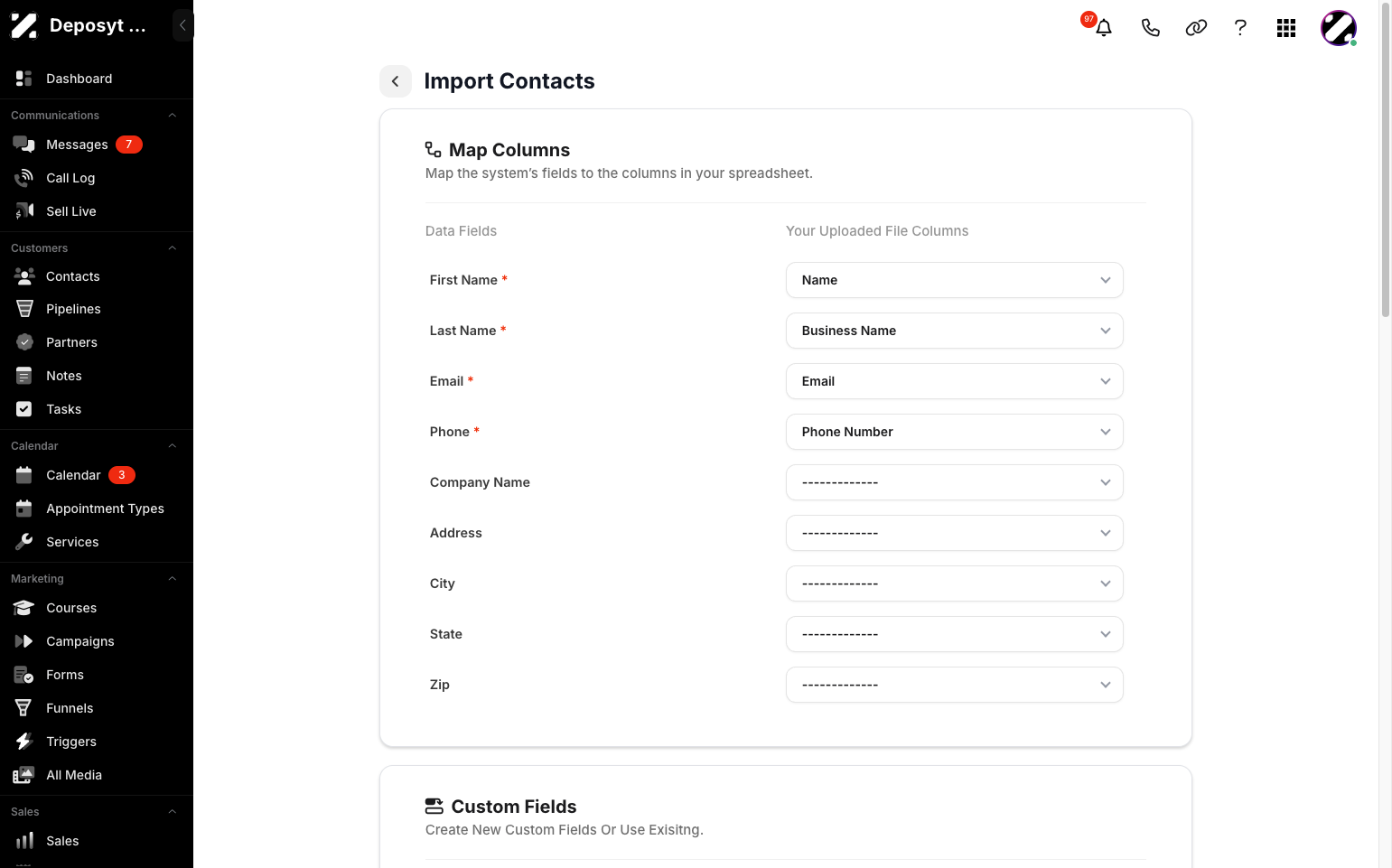 Step 9: You can now map and match your columns to the list columns.
