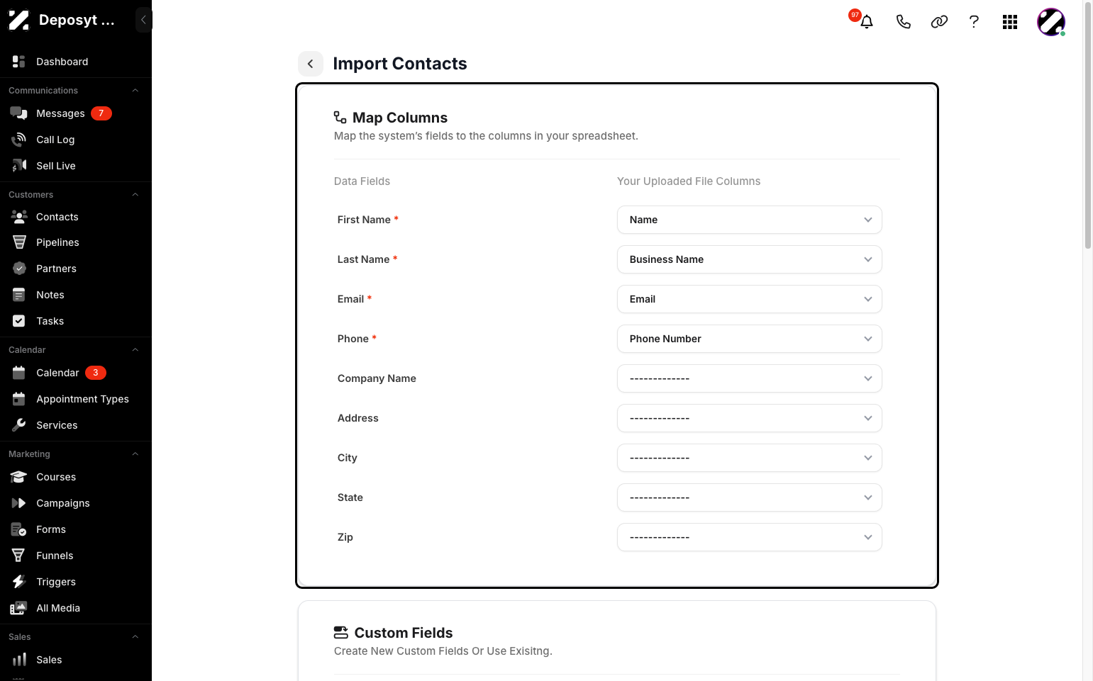 Step 9: You can now map and match your columns to the list columns.