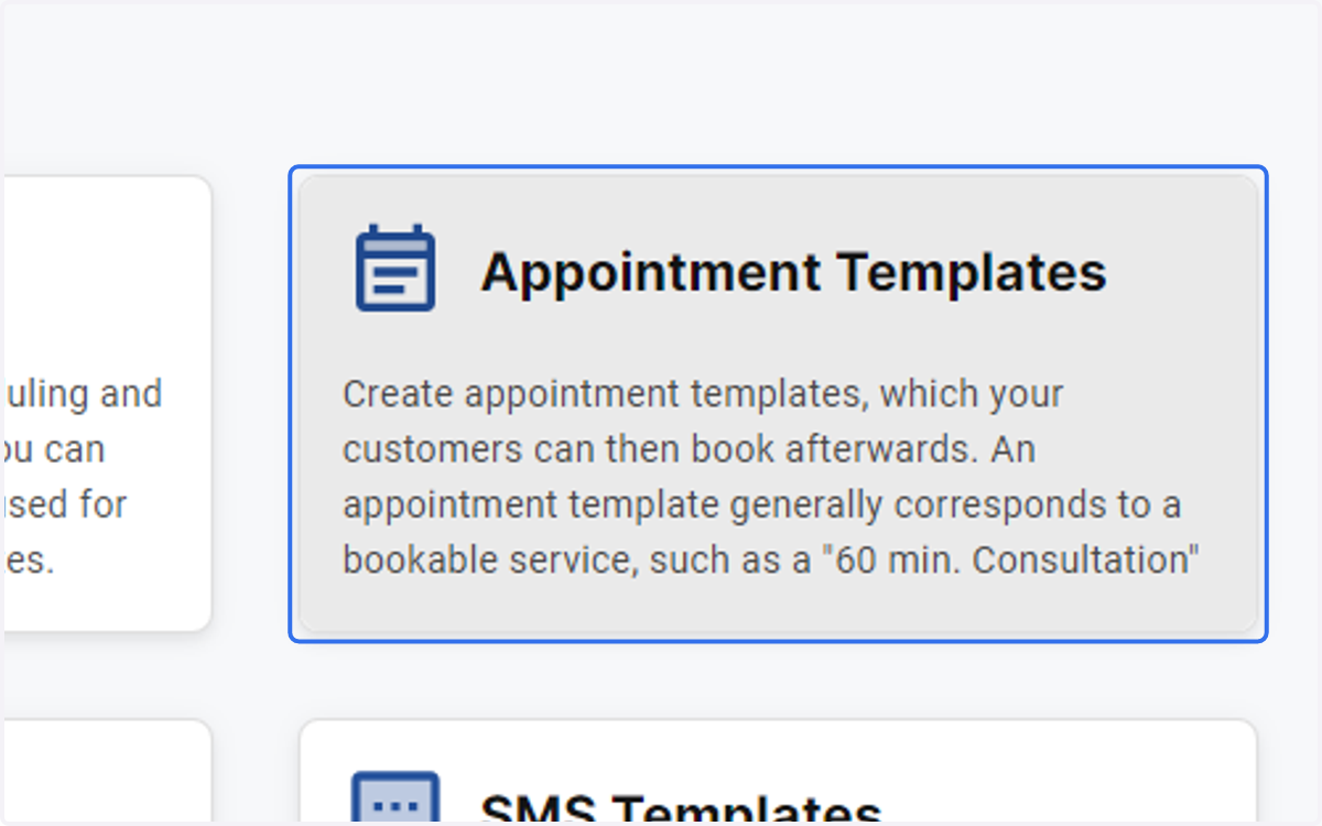 Click on Appointment Templates