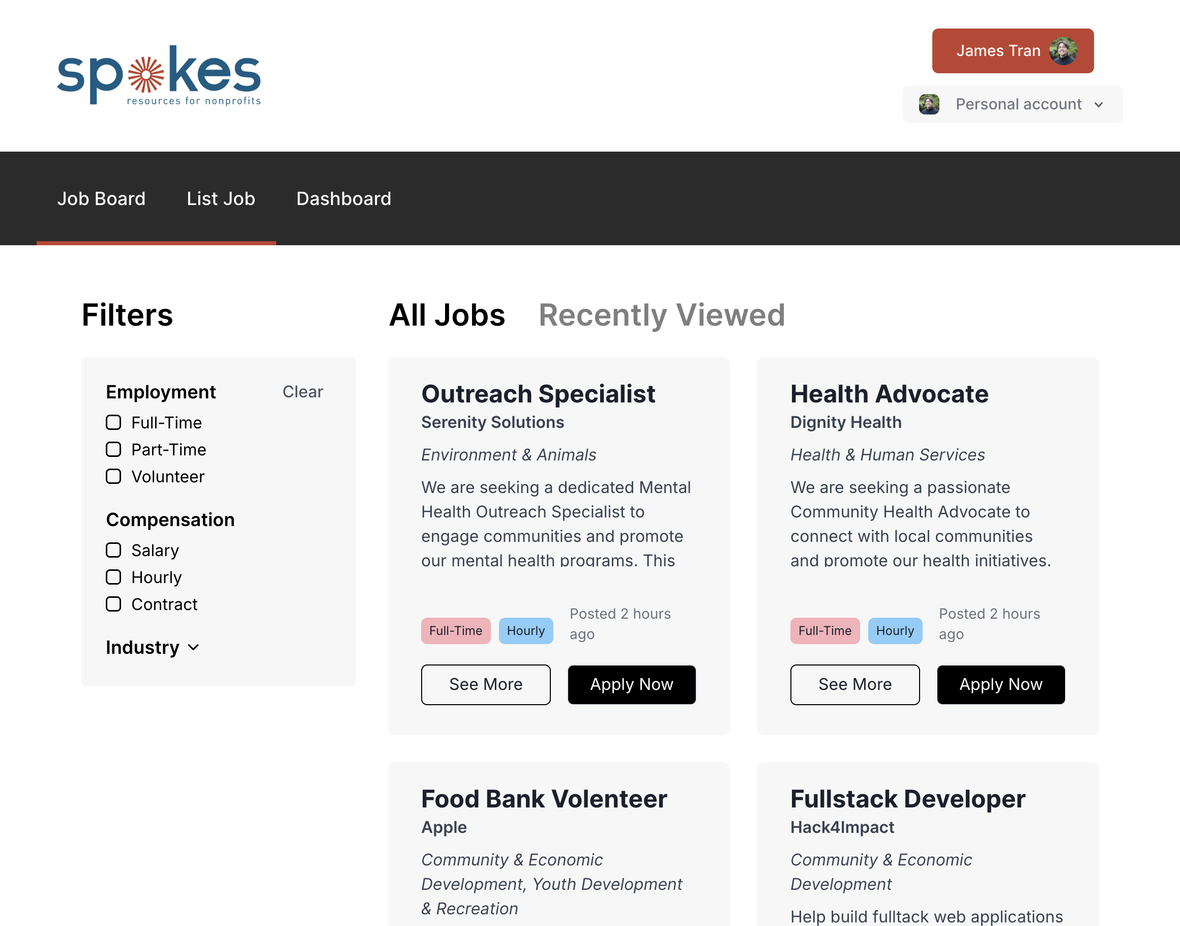 Navigate to the List Job Tab on the Nav Bar