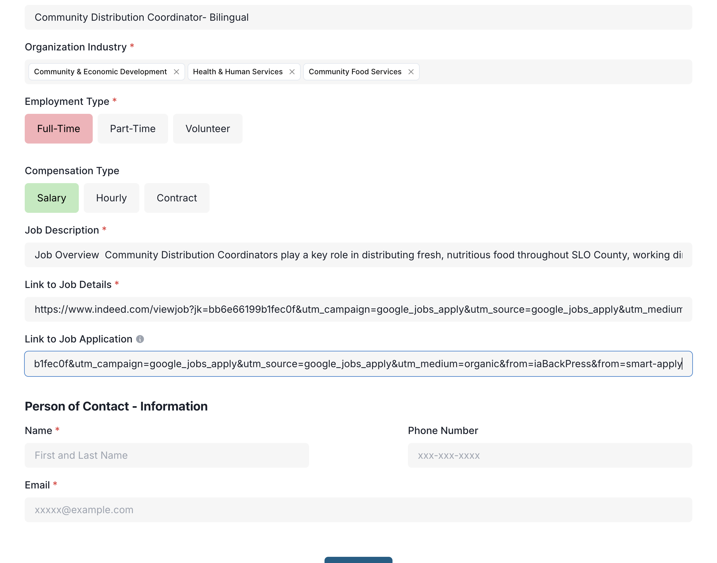 Paste Link to your Job Application HERE. If you would rather have them email you directly, SKIP this field and they will email the email filled out under (Person of Contact
