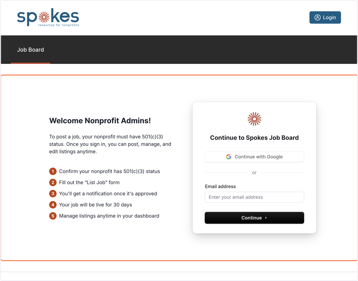 Login either with Google Auth or email