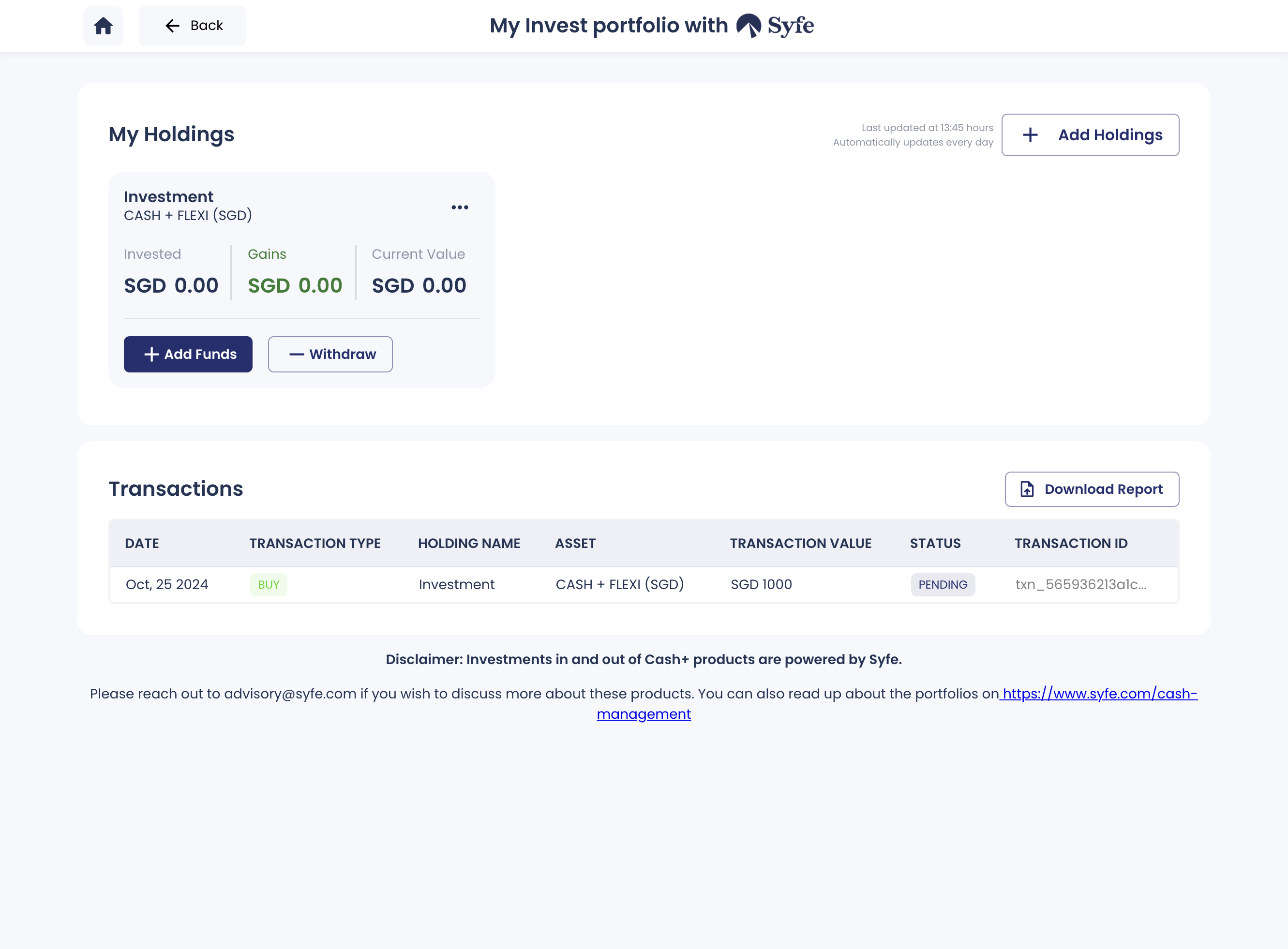 Go to your Investment portfolio