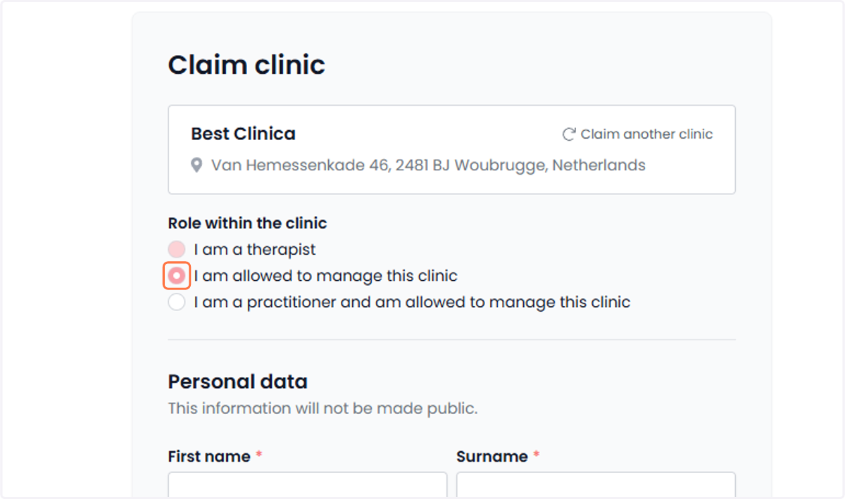 Enter your personal details in the fields below. Vul je persoonlijke gegevens in de onderstaande velden in.