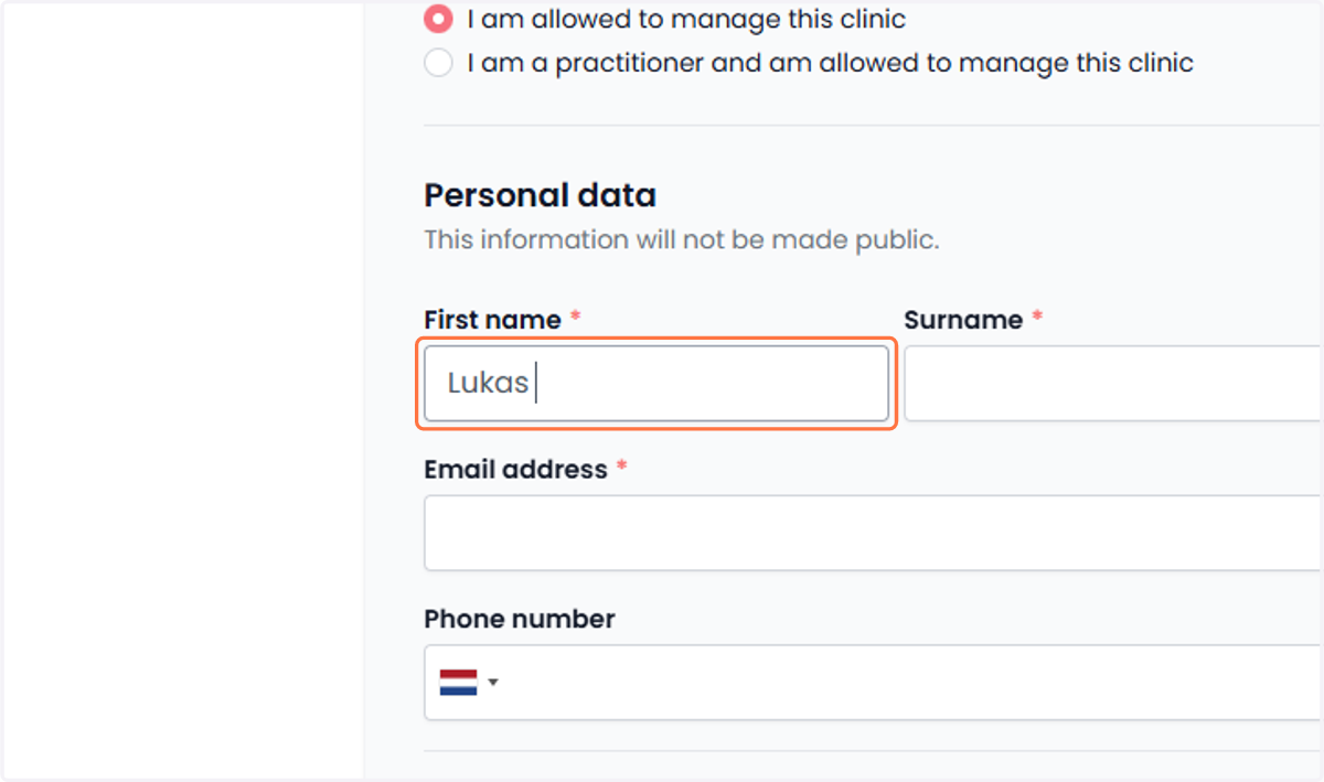 Fill in your personal details in the fields below. Vul je persoonlijke gegevens in de velden hieronder in.