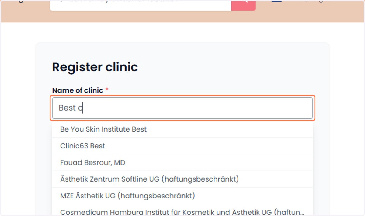 To register the clinic on the website Om de kliniek op de website te registreren