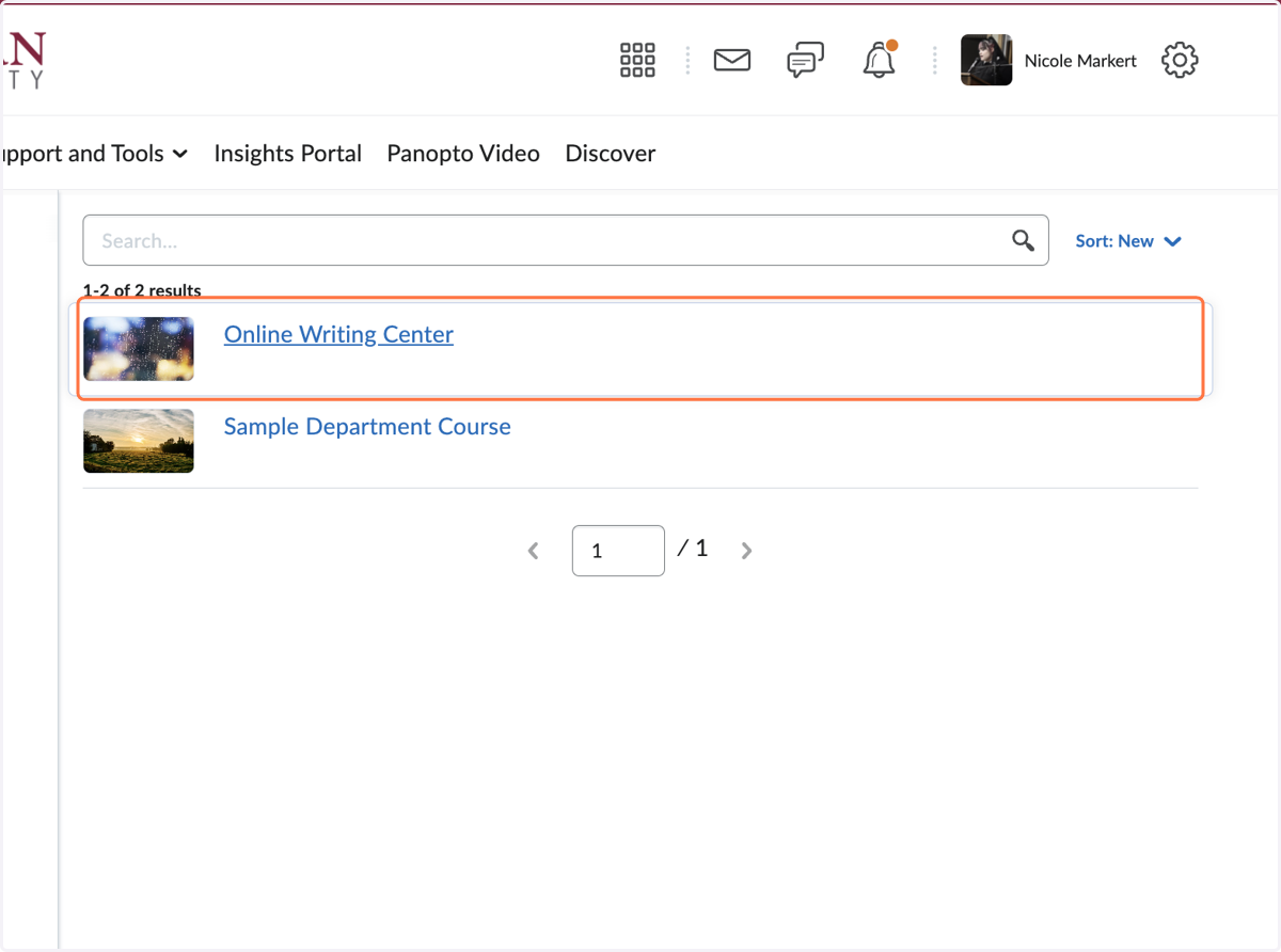 Click on the "Online Writing Center" or search for it in the search bar