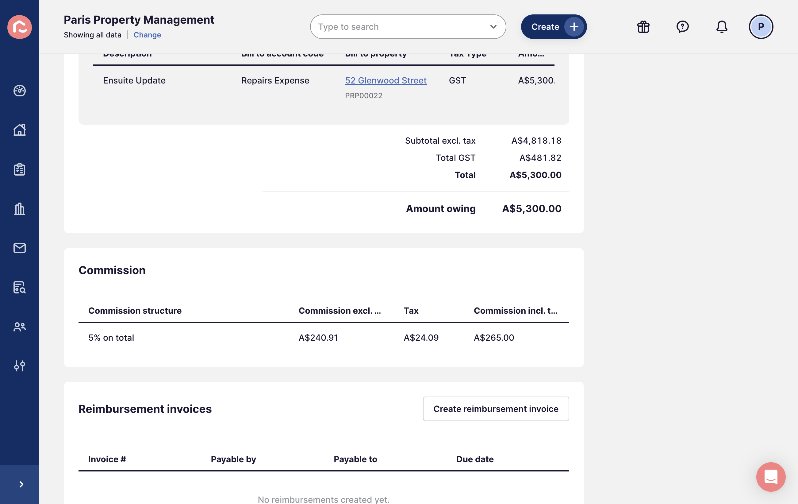 The commission is then recorded within the invoice for easy tracking