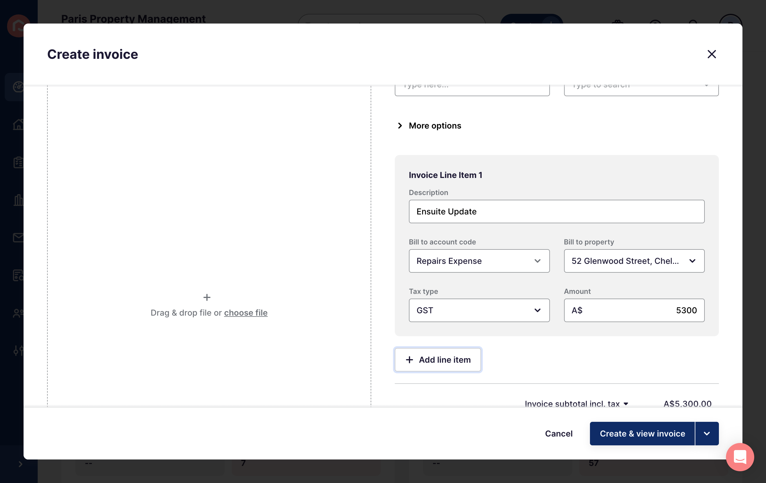 Add the invoice Line Items