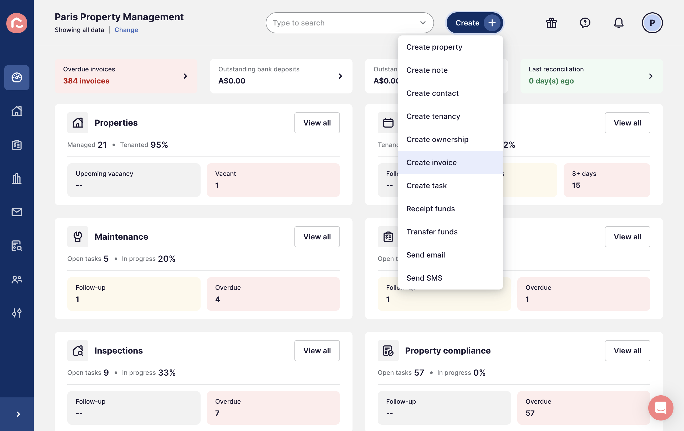 Select Create invoice