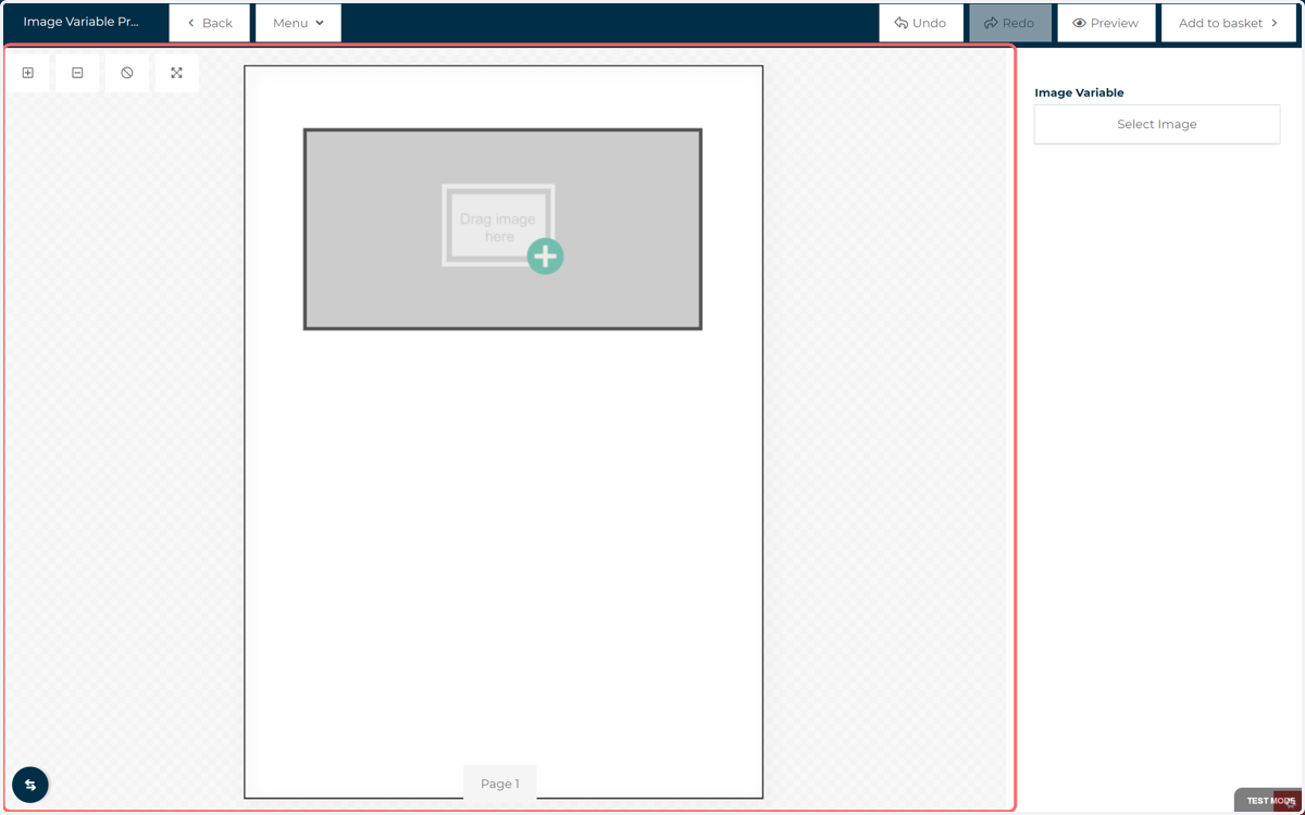 Our frame is empty by default, although you can specify a default value if you wish to prepopulate a clipart image