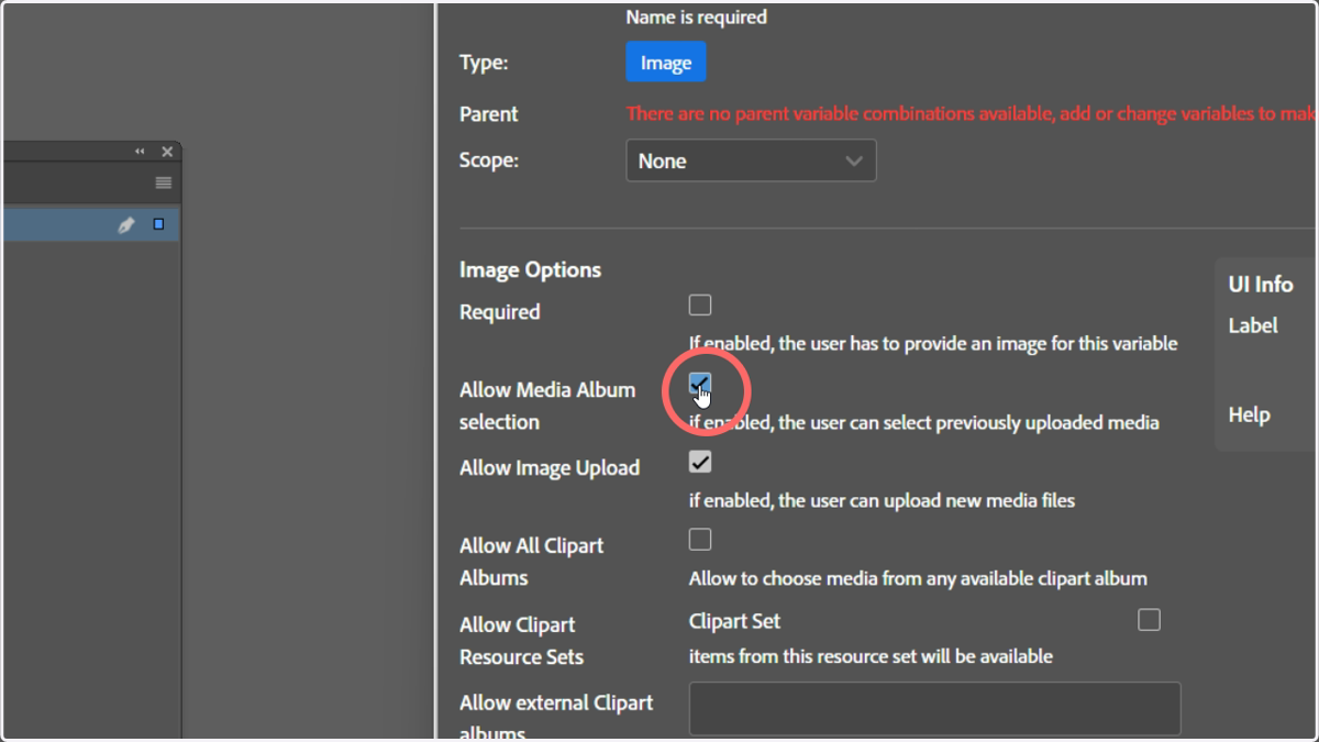 Allow Media Album Selection