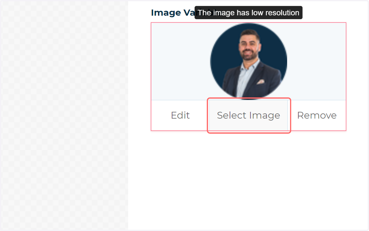 Click on Select Image
