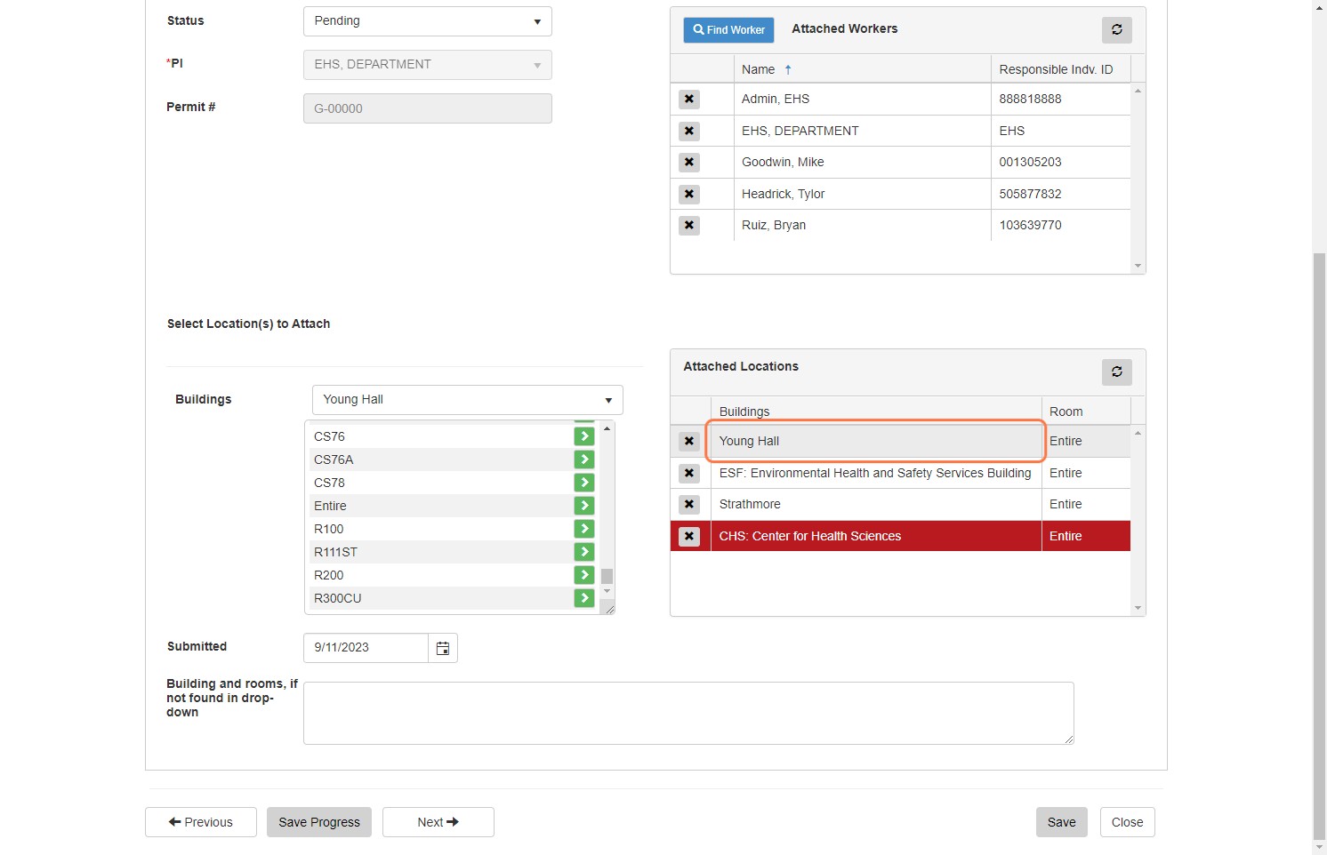 The added location should appear in the Attached Locations table on the right.