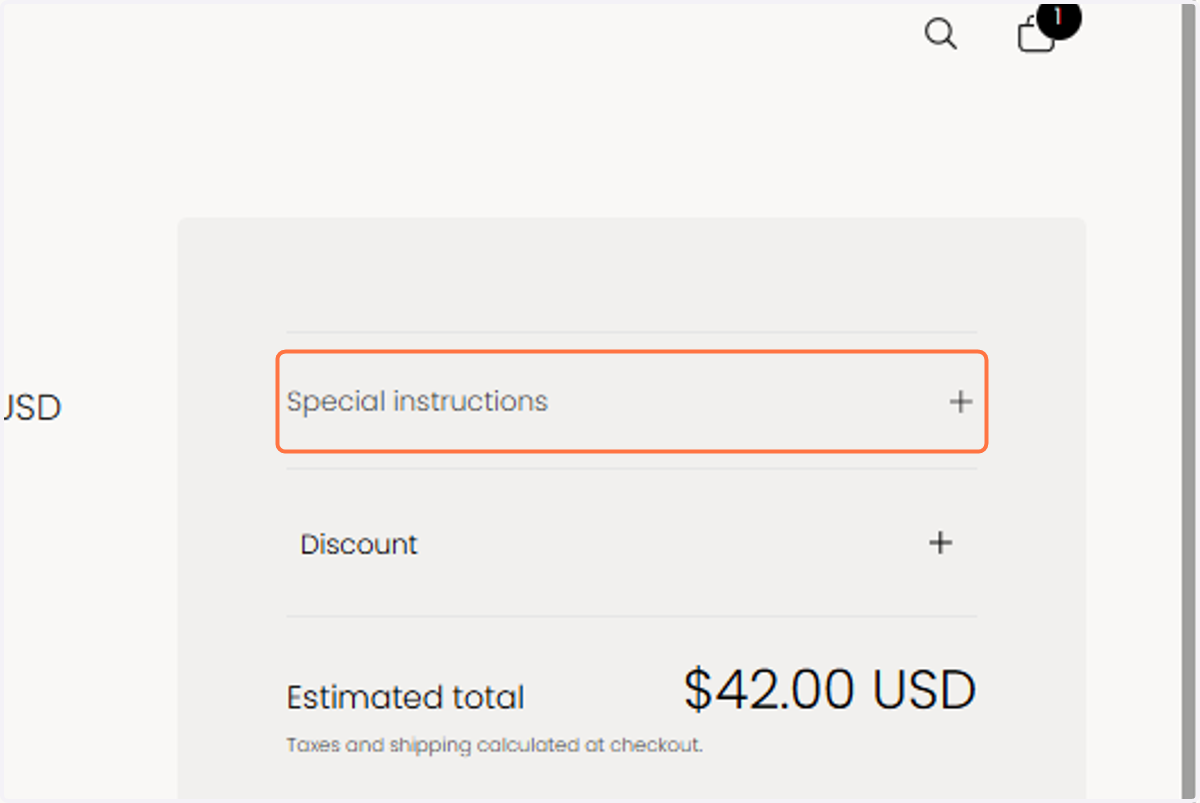 Click on Special instructions