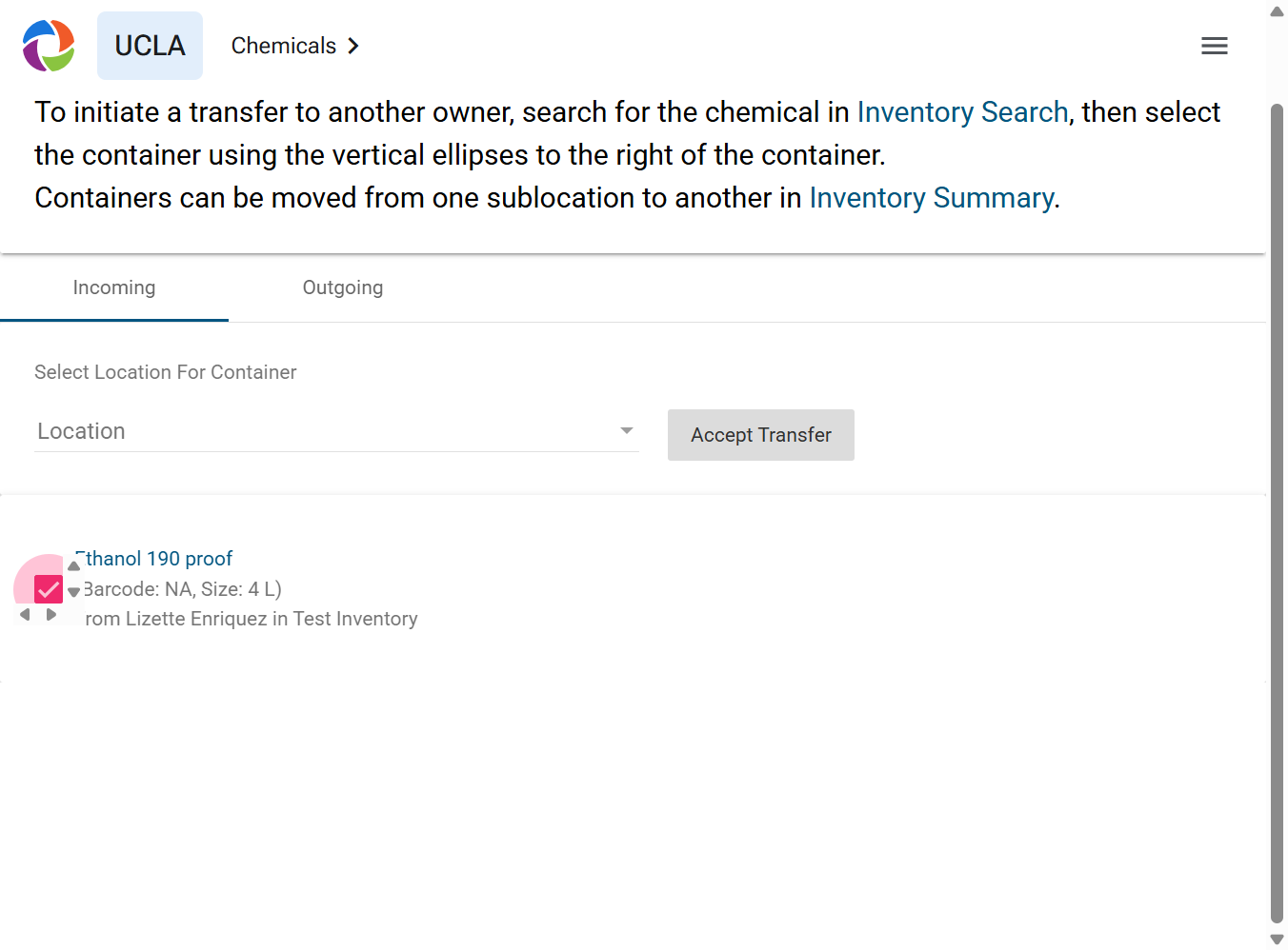 Select the applicable chemicals