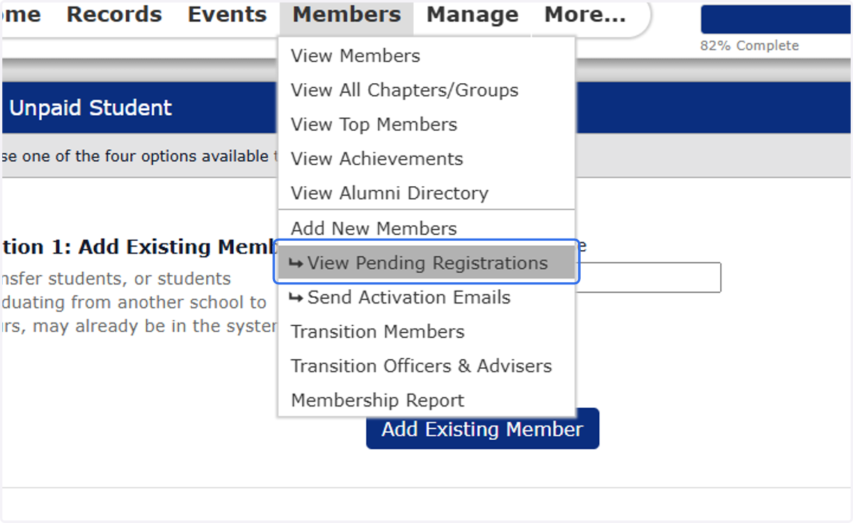 Click on View Pending Registrations