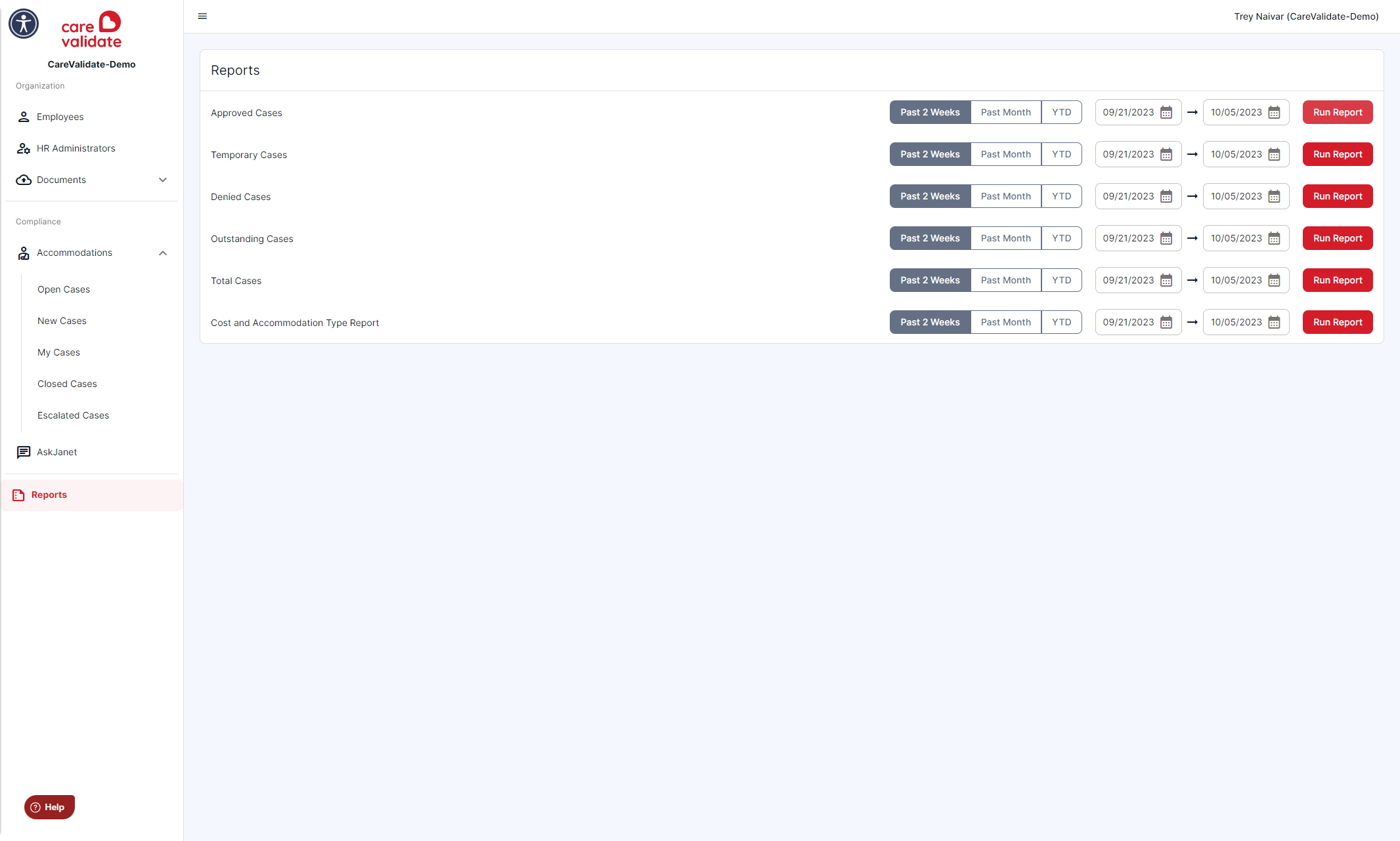 ...and finally clicking on Run Report