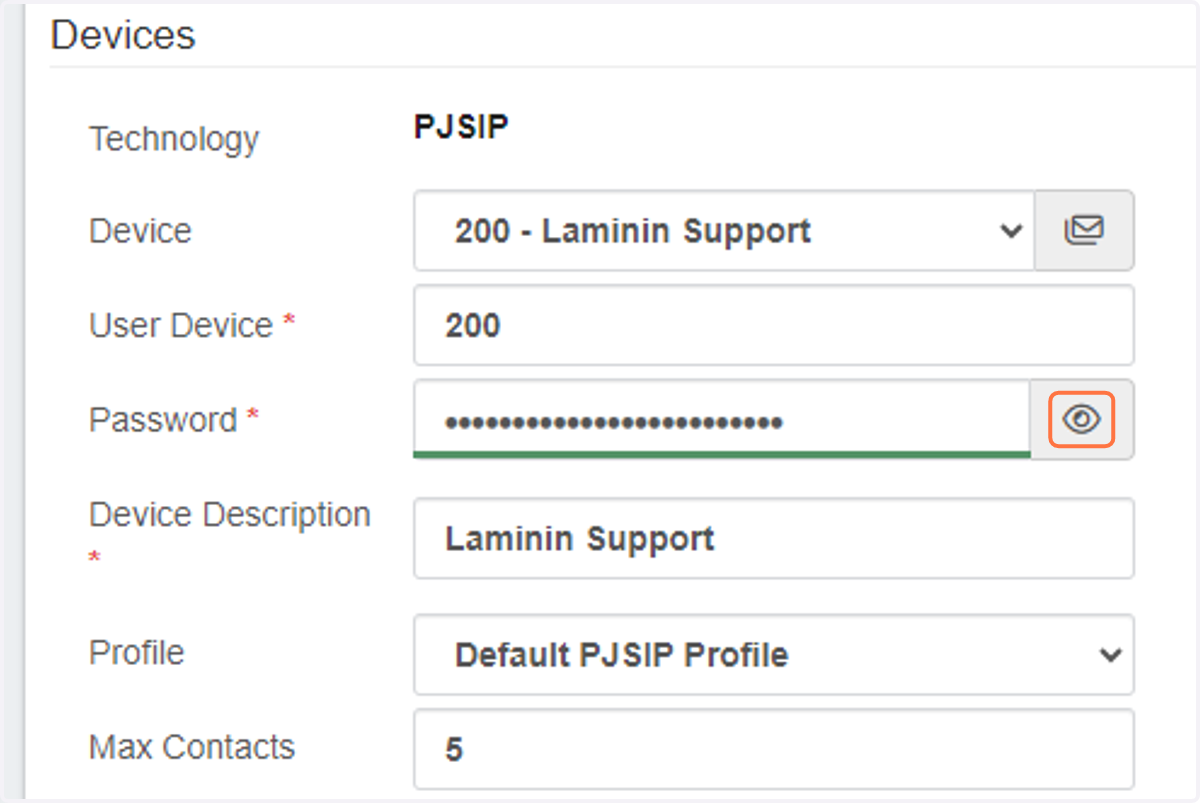 In VitalPBX you can view the User Device and Password for the extension you want to configure on the Yealink Desk Phone
