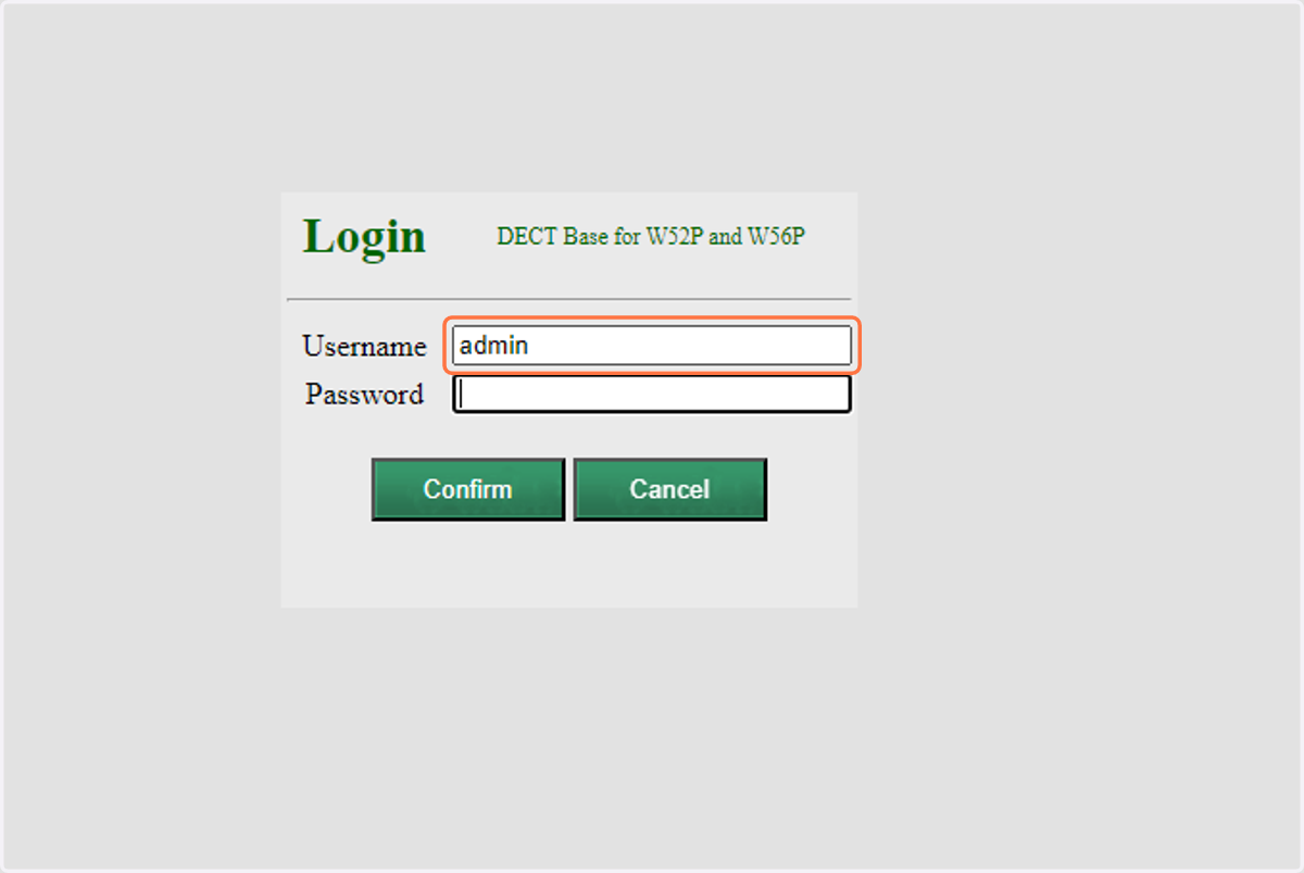 From the Yealink Login screen, enter the username