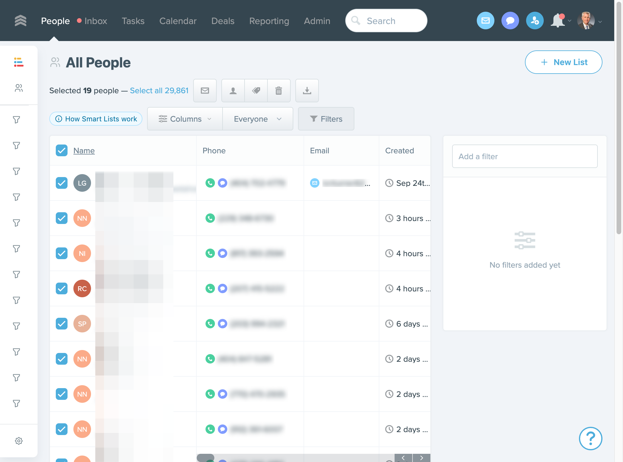 Click all the people you want to bulk verify