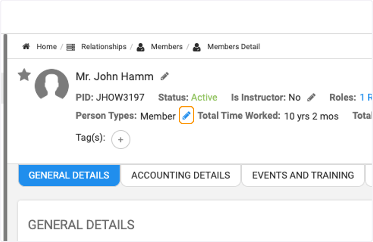 Click on the pencil icon next to Person Types