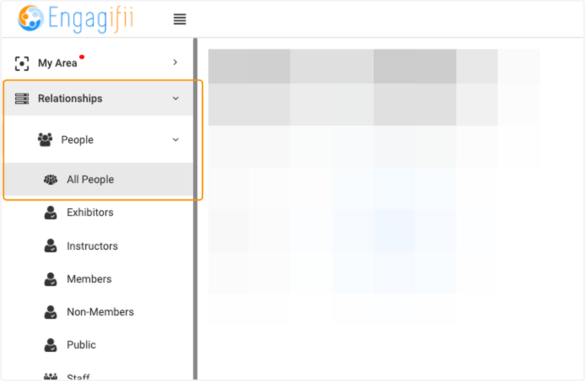 Click on Relationships, People and then All People