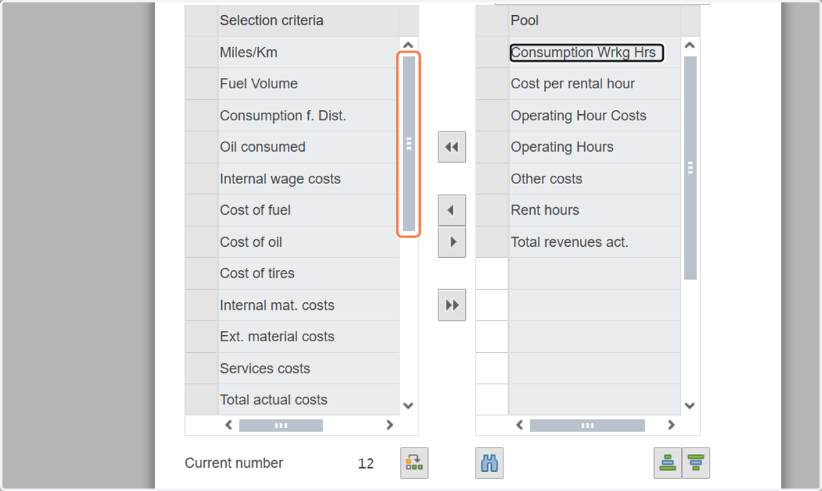 Move the items below from the pool to selection criteria column.