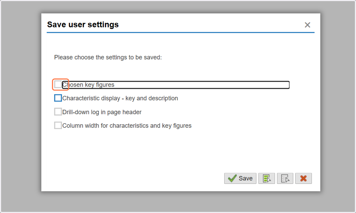 Click on Chosen key figures