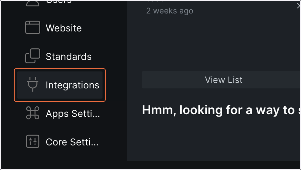 Click on Integrations