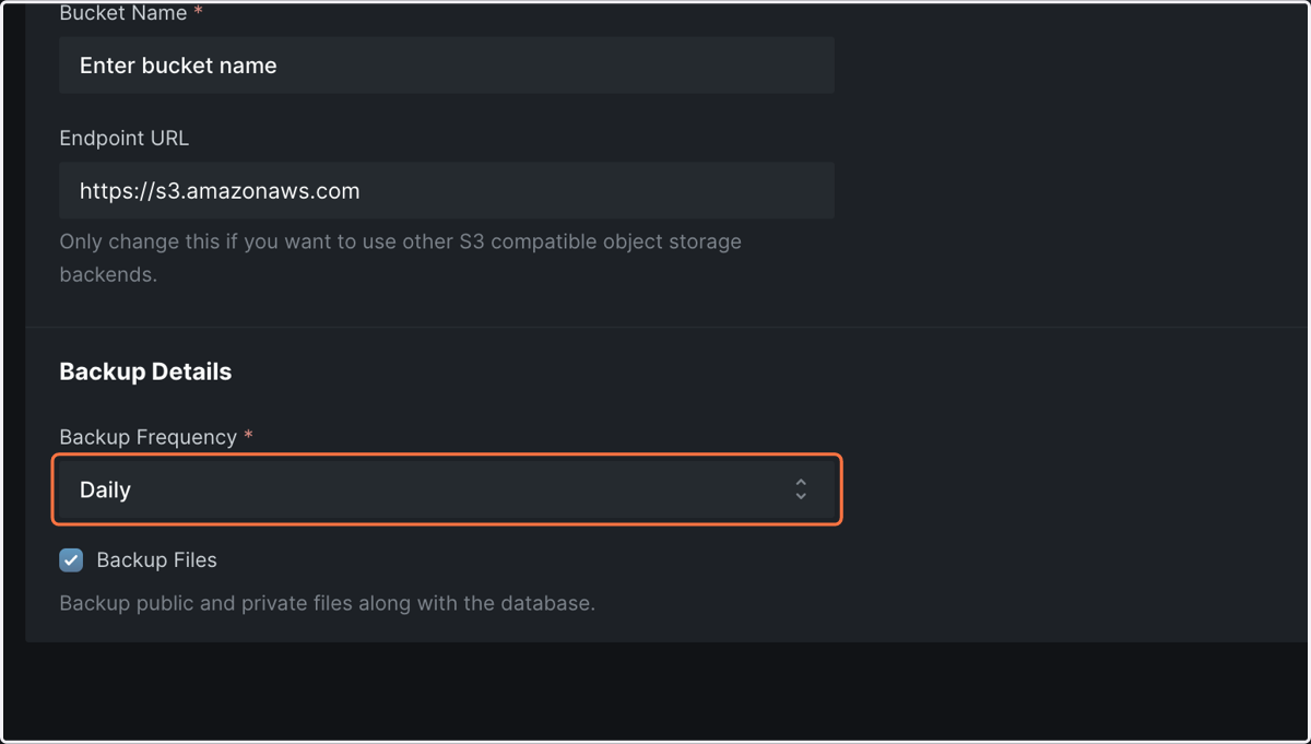 Select Backup Frequency