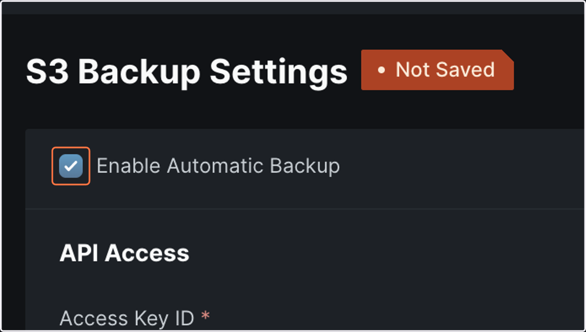 Check Enable Automatic Backup