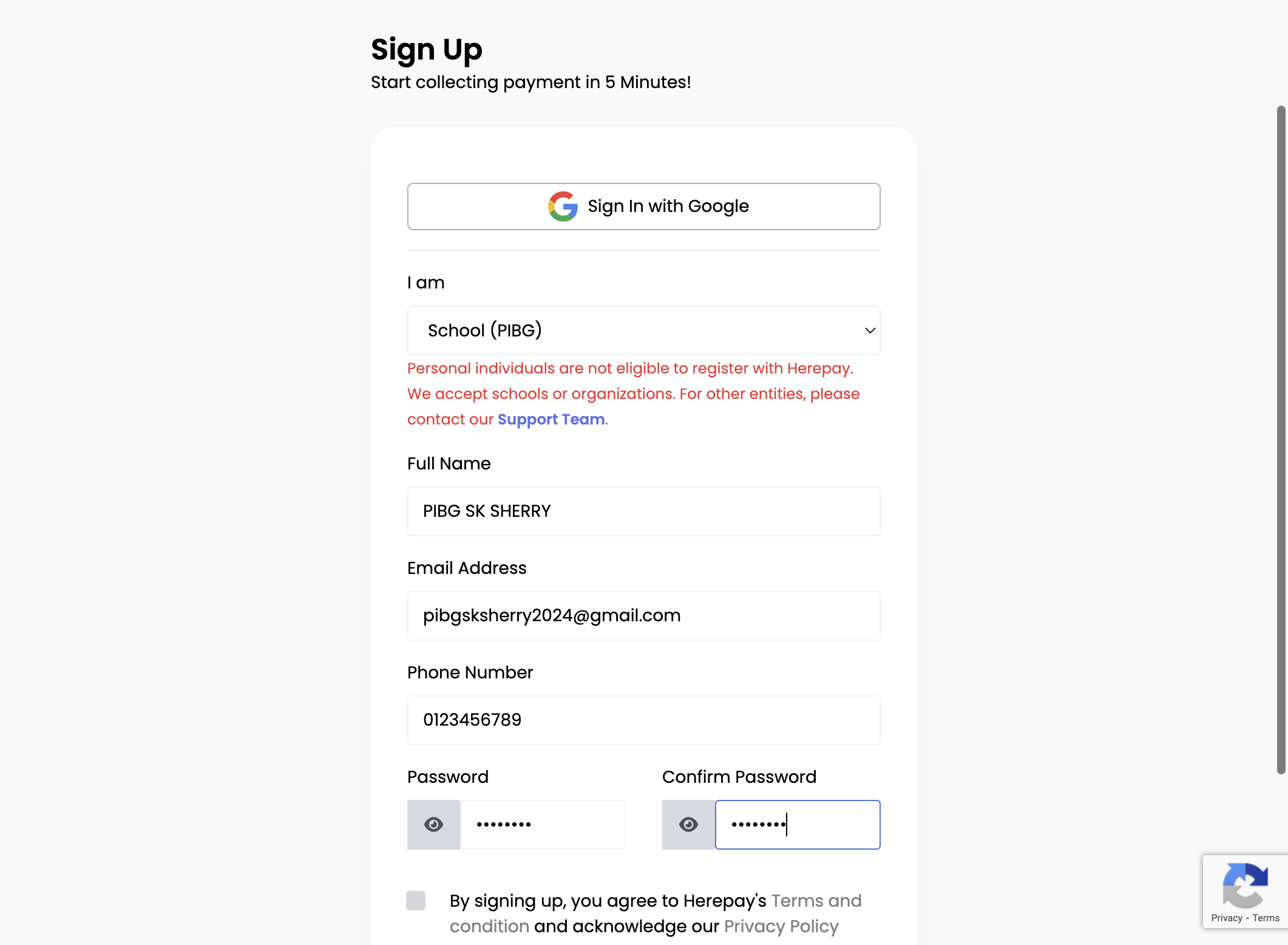 Isi password semula untuk pengesahan
