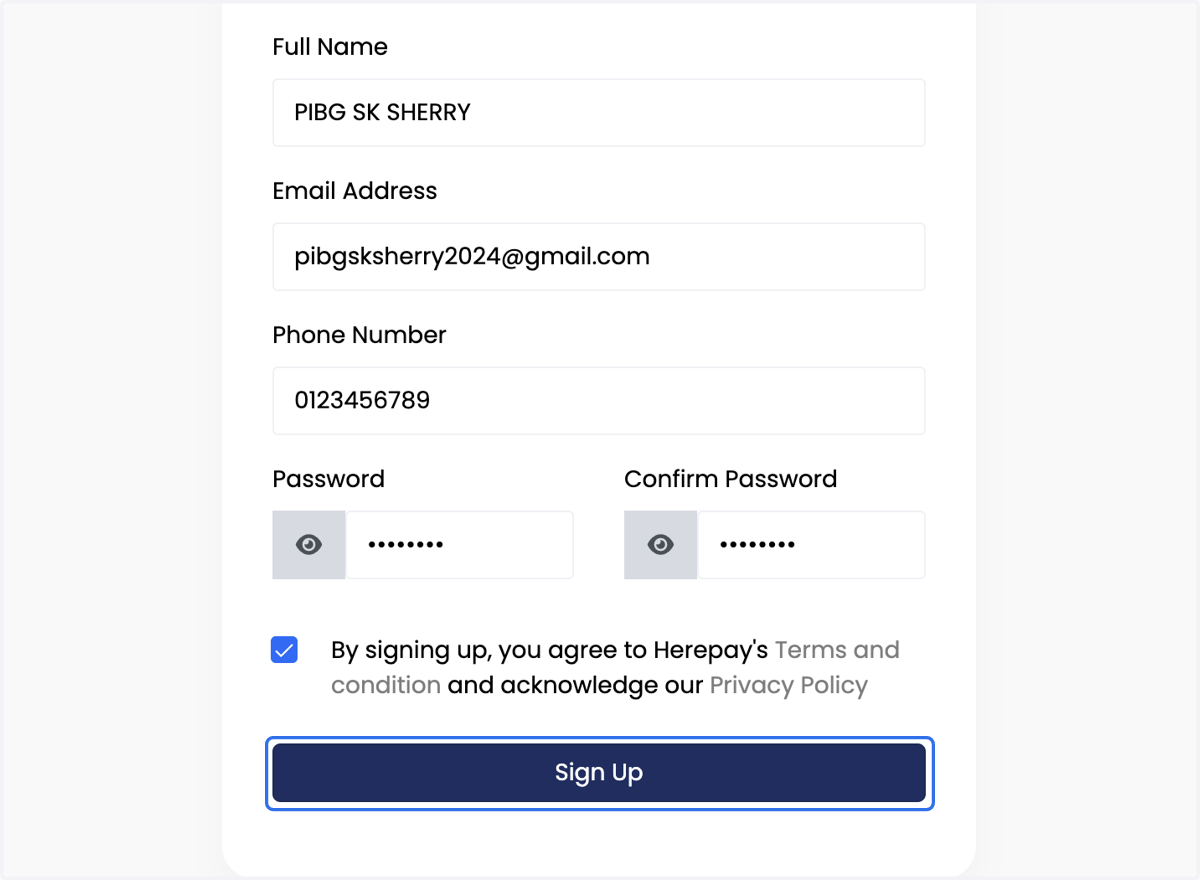 Klik Sign Up