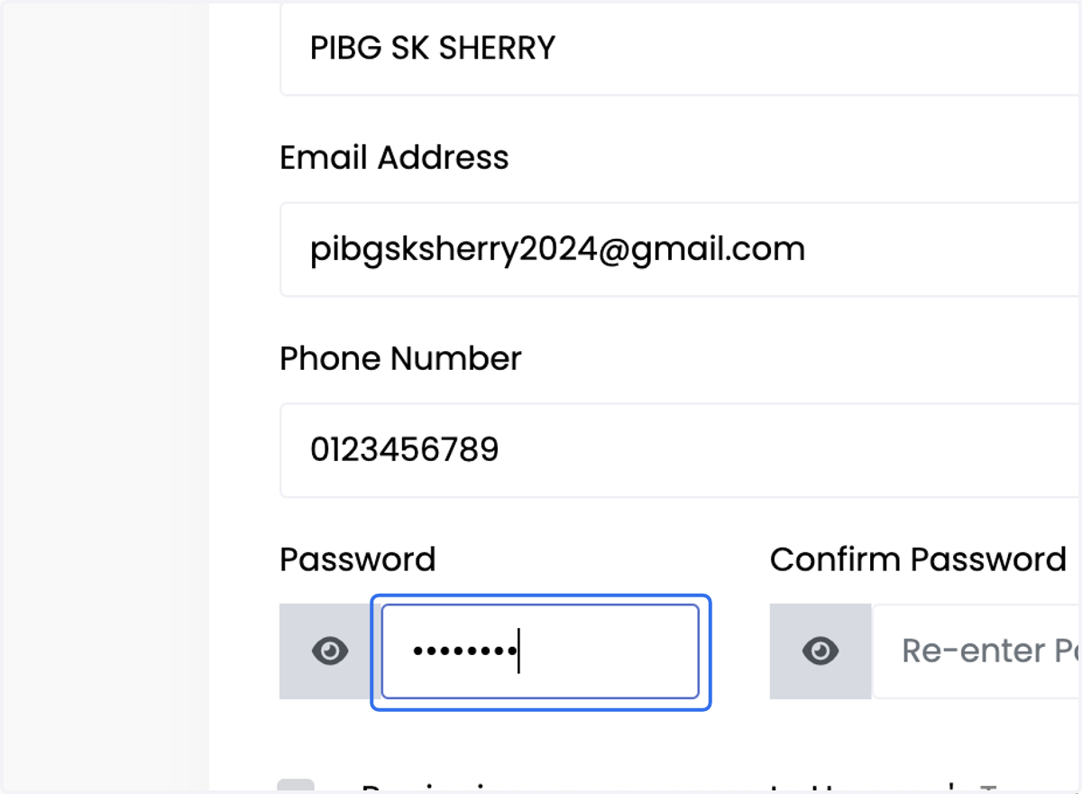 Isi password