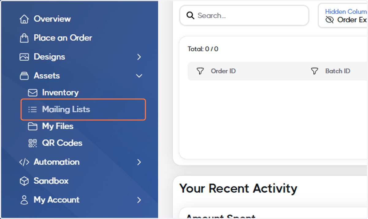 Click on Mailing Lists