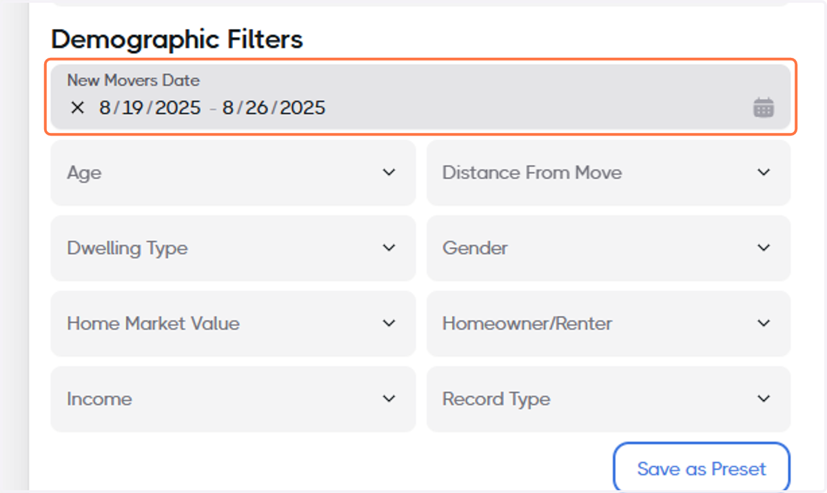 Set the New Movers Date