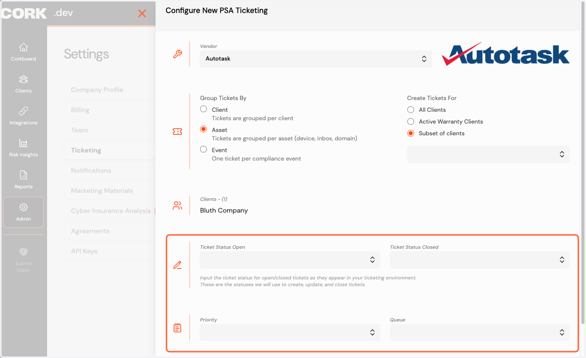 Select other required fields