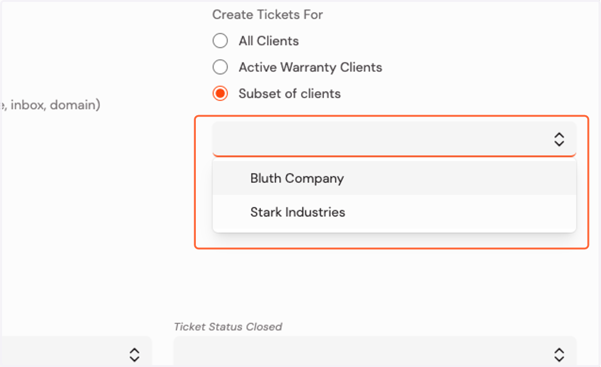 If you only wish to select a subset of clients, select which clients you'd like to configure