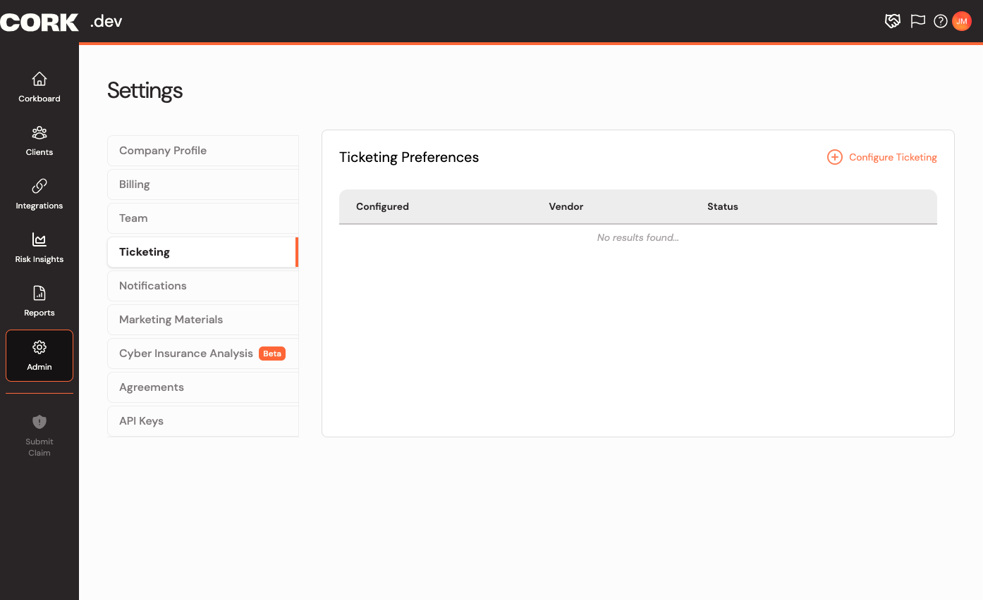 Click on Configure Ticketing