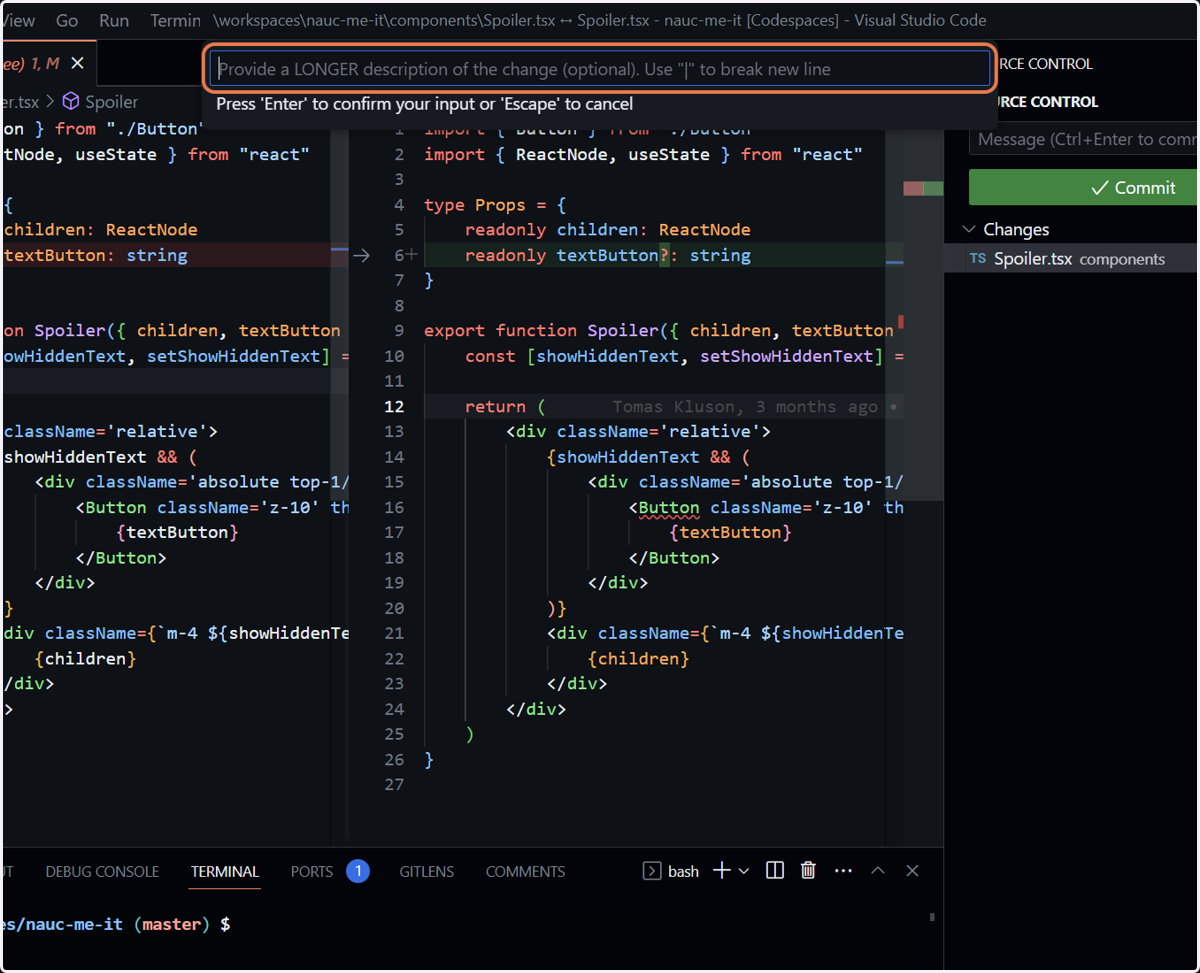 Optionally provide a LONGER description of the change. Use "|" to break a new line. No spaces around!